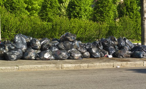 Workers removing construction debris